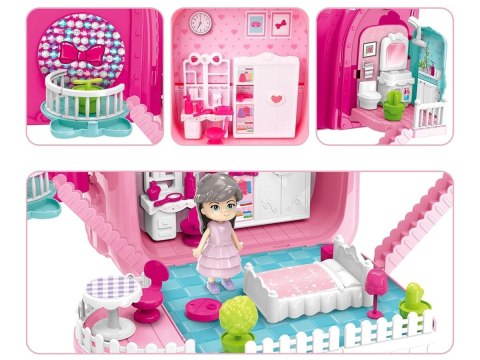 DOMEK DLA LALEK ZESTAW PIĘKNOŚCI TOALETKA W WALIZCE 3W1 PLECAK AKCESORIA