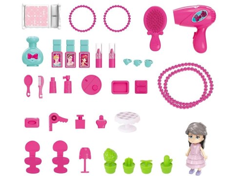 DOMEK DLA LALEK ZESTAW PIĘKNOŚCI TOALETKA W WALIZCE 3W1 PLECAK AKCESORIA