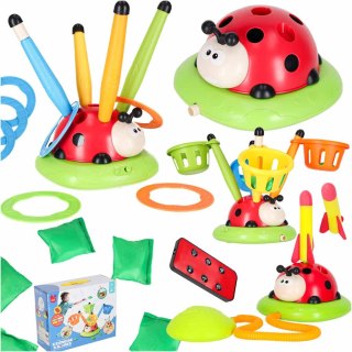 GRA ZRĘCZNOŚCIOWA DLA DZIECI BIEDRONKA 4W1 SKAKANKA WYRZUTNIA RZUT DO CELU