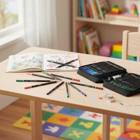 KREDKI OŁÓWKOWE KOLOROWE W ETUI ZESTAW 120 SZT. PROFESJONALNE DO RYSOWANIA