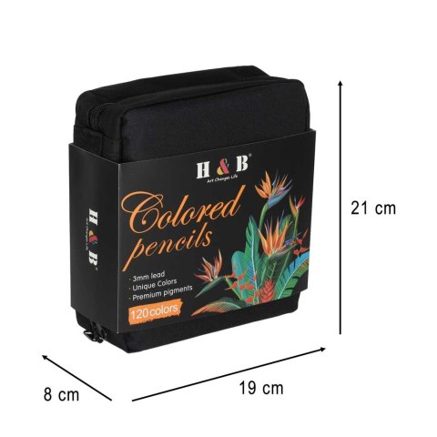 KREDKI OŁÓWKOWE KOLOROWE W ETUI ZESTAW 120 SZT. PROFESJONALNE DO RYSOWANIA