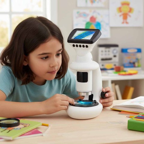 MIKROSKOP 3W1 ELEKTRONICZNY CYFROWY WIFI USB EKRAN LCD 200X 1000X STEM LED