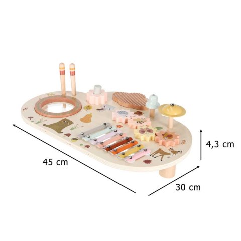 DREWNIANY STOLIK EDUKACYJNY MUZYCZNY TABLICA MANIPULACYJNA SENSORYCZNA
