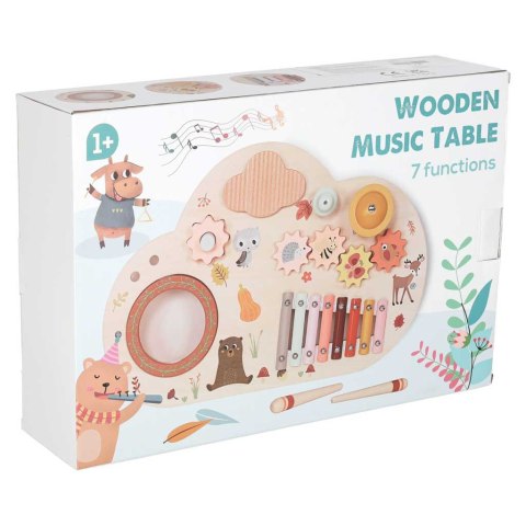 DREWNIANY STOLIK EDUKACYJNY MUZYCZNY TABLICA MANIPULACYJNA SENSORYCZNA