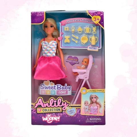 WOOPIE ROYAL Lalka Lily Bobas Krzesełko do Karmienia Zestaw Akcesoria