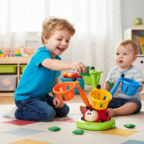 GRA ZRĘCZNOŚCIOWA DLA DZIECI BIEDRONKA 4W1 SKAKANKA WYRZUTNIA RZUT DO CELU