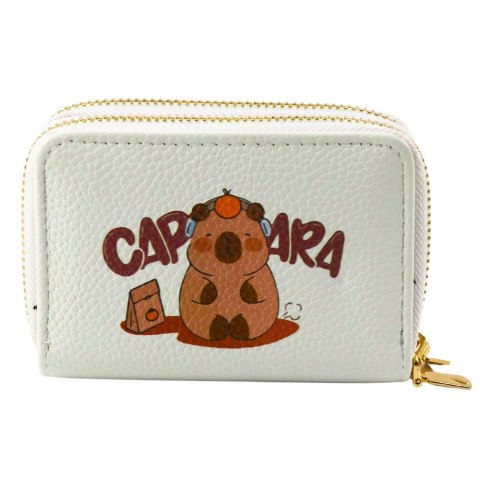 Portfel Dwukomorowy Przegrody na Karty Kapibara Biały 12,5 x 8,5cm