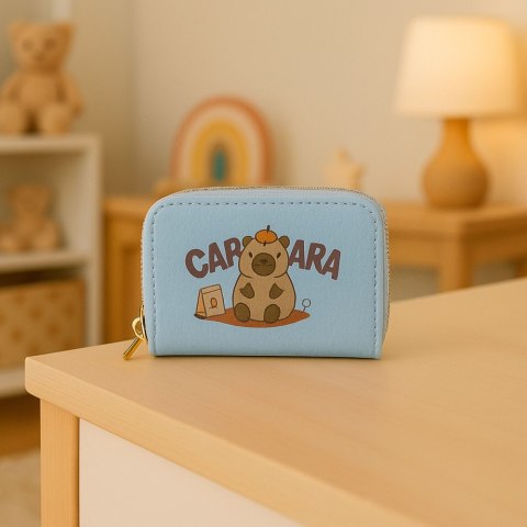 Portfel Dwukomorowy Przegrody na Karty Kapibara Niebieski 12,5 x 8,5cm