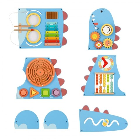 WOOPIE GREEN Drewniana Ścienna Tablica Manipulacyjna Dinozaur Montessori FSC