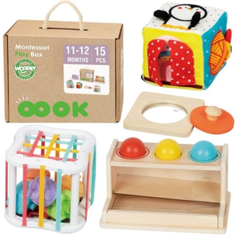 WOOPIE GREEN Pudełko Box 5w1 Montessori Edukacujny 11-12M FSC