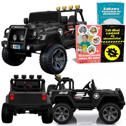 AUTO NA AKUMULATOR DLA 2 DZIECI DŻIP WXE-1688 4x4 LED PILOT SKÓRA EVA MP3 STRONG 2 AKUMULATORY