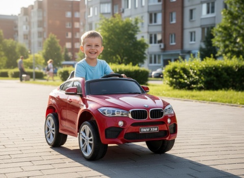 AUTO NA AKUMULATOR DLA DZIECKA BMW X6 LAKIER ŚWIATŁA LED PILOT KOŁA EVA MP3 SKÓRA