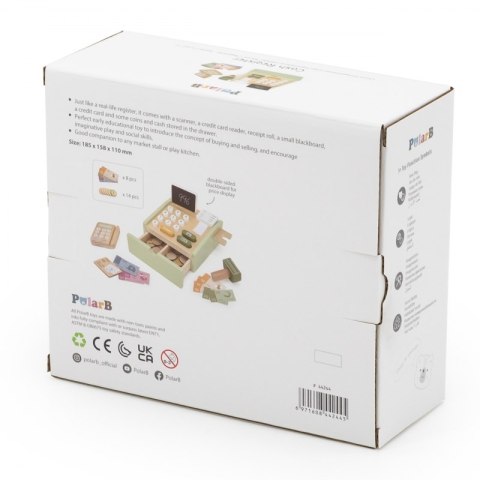 DREWNIANA KASA SKLEPOWA ZIELONA DLA DZIECI ZABAWA NAUKA UMIEJĘTNOŚCI ZABAWA