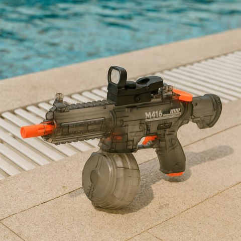 PISTOLET NA WODE ELEKTRYCZNY M416 PODŚWIETLANY CELOWNIK 450ML 8-10M AKUMULATOR