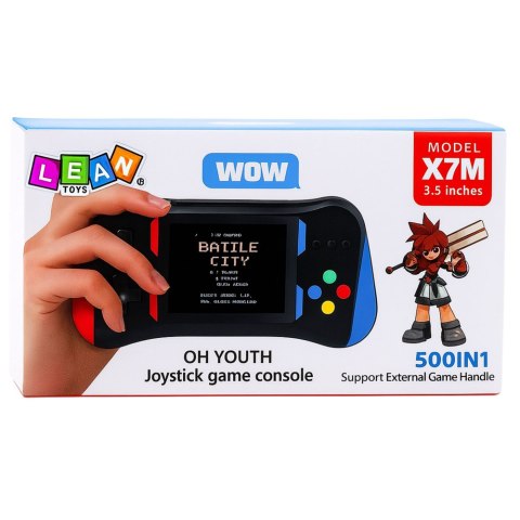 KONSOLA DO GIER KLASYCZNYCH X7M 500 GIER TRYB 2 GRACZY KABLE DO TV EKRAN3,5