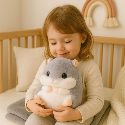 PLUSZOWY CHOMIK 35CM MASKOTKA OGRZEWACZ PODUSZKA 3W1 KOC 100X90CM SZARY