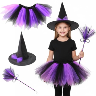 MAŁA CZAROWNICA KOSTIUM STRÓJ PRZEBRANIE KAPELUSZ SPÓDNICZKA MIOTEŁKA