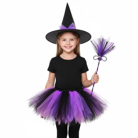 MAŁA CZAROWNICA KOSTIUM STRÓJ PRZEBRANIE KAPELUSZ SPÓDNICZKA MIOTEŁKA