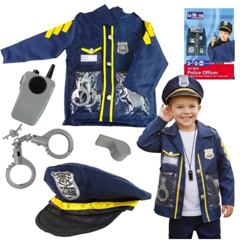 MAŁY POLICJANT STRÓJ PRZEBRANIE ZESTAW POLICJANTA MUNDUR KAJDANKI CZAPKA