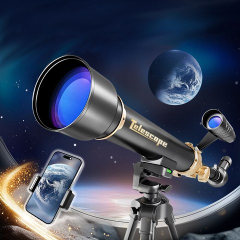 TELESKOP EDUKACYJNY ASTRONOMICZNY ALUMINIOWY 30X60X AKCESORIA STATYW 1,35M