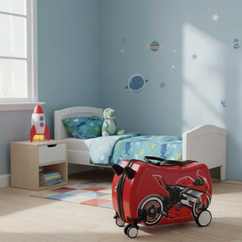 WALIZKA PODRÓŻNA DLA DZIECI NA KÓŁKACH BAGAŻ PODRĘCZNY MOTOR SIEDZISKO