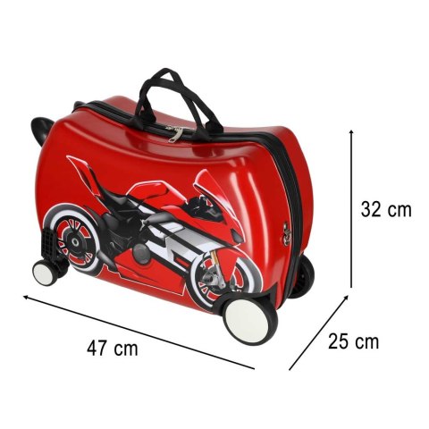 WALIZKA PODRÓŻNA DLA DZIECI NA KÓŁKACH BAGAŻ PODRĘCZNY MOTOR SIEDZISKO