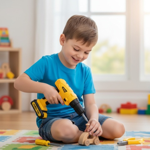 ZESTAW MAŁEGO MAJSTERKOWICZA NARZĘDZIA W WALIZCE WKRETARKA ŚWIATŁA DŹWIĘKI