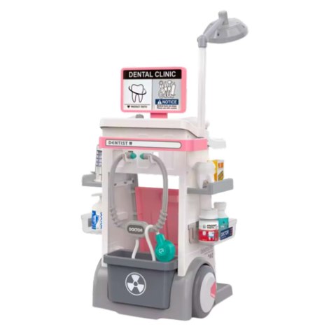 ZESTAW LEKARSKI DOKTOR DENTYSTA WÓZEK MEDYCZNY RTG ŚWIATŁA AKCESORIA 26EL.