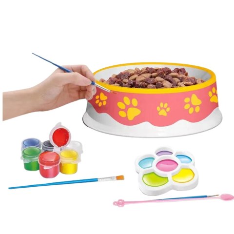Zestaw Kreatywny Miska Dla Kota Do Malowania Farbki Pędzelki DIY 6 el.