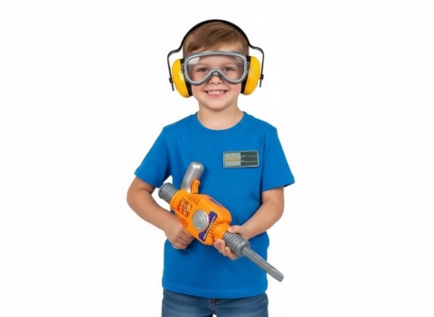 ZESTAW NARZĘDZI MŁOT PNEUMATYCZNY MAŁEGO MAJSTERKOWICZA OKULARY SŁUCHAWKI