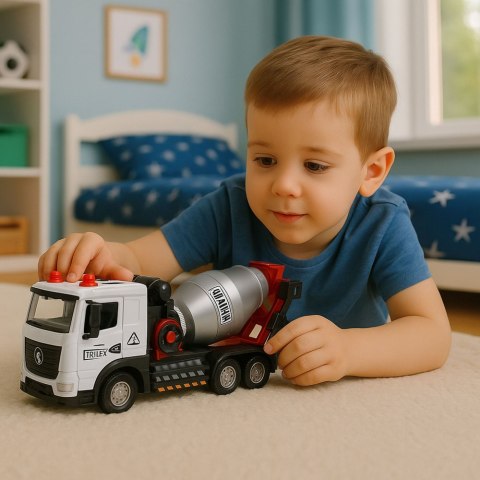 BETONIARKA CIĘŻARÓWKA METALOWA KABINA RUCHOMA GRUSZKA ŚWIATŁA DŹWIĘKI