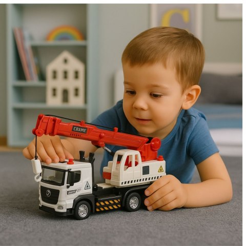 DŹWIG INTERAKTYWNY CIĘŻARÓWKA METALOWA KABINA WYSIĘGNIK ŚWIATŁA DŹWIĘKI