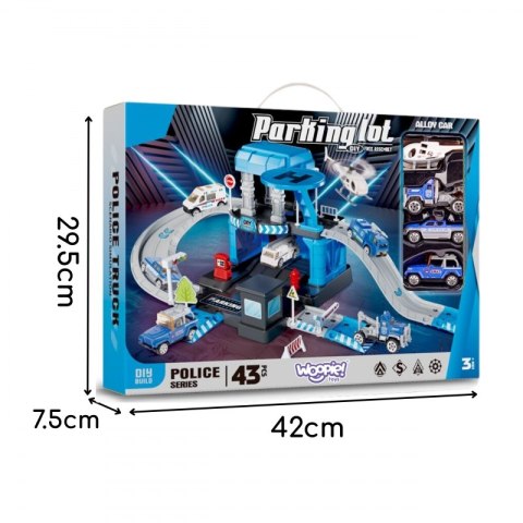 GARAŻ PARKING POLICYJNY KOMISARIAT 43 EL DLA DZIECI POJAZDY ZESTAW