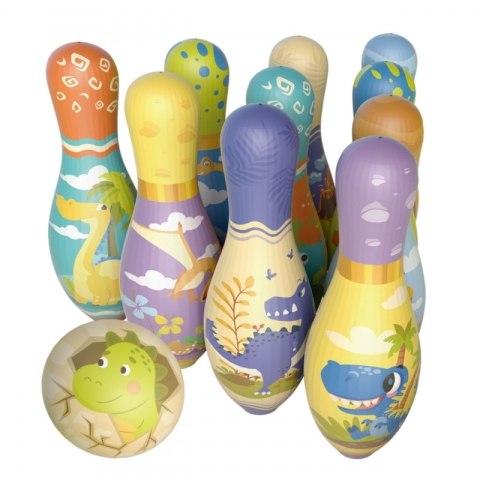 GRA ZRĘCZNOŚCIOWA KRĘGLE MIĘKKIE SOFT DINOZAURY DLA DZIECI ZESTAW 12EL