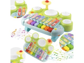 PIANINKO Z PERKUSJĄ DLA MALUCHA KSYLOFON CYMBAŁKI ŚWIATŁA DŹWIĘKI MUZYKA