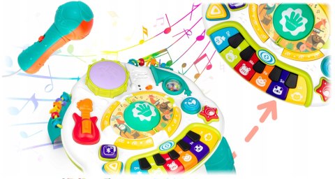 STOLICZEK EDUKACYJNY DLA MALUCHA PIANINKO MIKROFON BLUETOOTH DŹWIĘK MELODIE