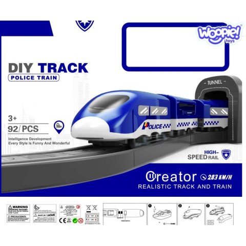 POCIĄG KOLEJKA ELEKTRYCZNA NA BATERIE ZESTAW POLICJA AUTA HALIKOPTER 92 EL.