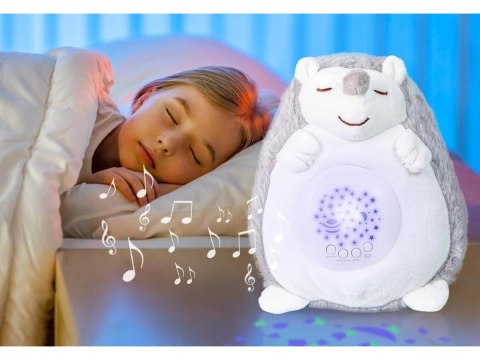PROJEKTOR PLUSZOWY JEŻ MASKOTKA PRZYTULANKA USYPIACZ BIAŁY SZUM MELODIE