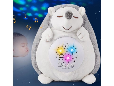 PROJEKTOR PLUSZOWY JEŻ MASKOTKA PRZYTULANKA USYPIACZ BIAŁY SZUM MELODIE