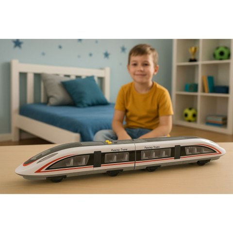 POCIĄG PASAŻERSKI POŚPIESZNY INTERAKTYWNY OTWIERANE DRZWI ŚWIATŁA DŹWIĘKI