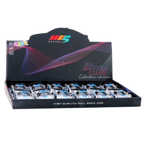 Samochód Wyścigowy Sportowy Metalowy Napęd Otwierane Drzwi Srebrny 1:32