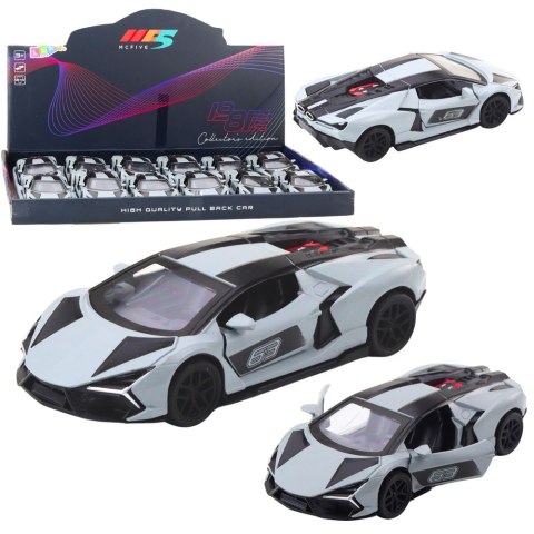 Samochód Wyścigowy Sportowy Metalowy Napęd Otwierane Drzwi Szary 1:32