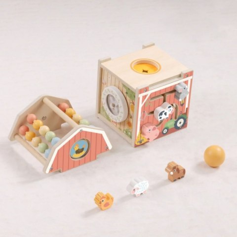 TOOKY TOY Drewniana Stodoła Aktywności Sorter Liczydło Montessori
