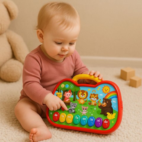 INTERAKTYWNE PIANINKO TABLICA EDUKACYJNA ZWIERZĄTKA 4 TRYBY DŹWIĘKI MELODIE