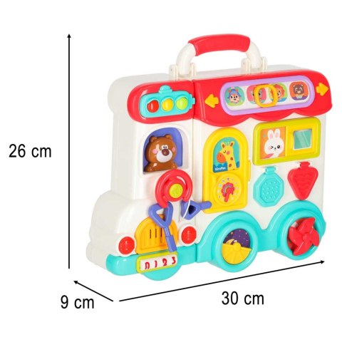 TABLICA MANIPULACYJNA KOSTKA INTERAKTYWNA EDUKACYJNA SAMOCHÓD ŚWIATŁO DŹWIĘK