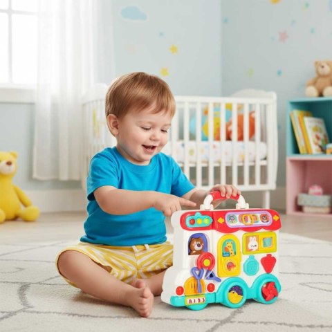 TABLICA MANIPULACYJNA KOSTKA INTERAKTYWNA EDUKACYJNA SAMOCHÓD ŚWIATŁO DŹWIĘK