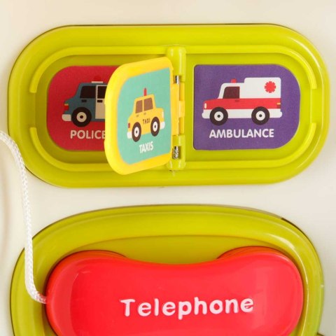 TABLICA MANIPULACYJNA KOSTKA INTERAKTYWNA EDUKACYJNA SAMOCHÓD ŚWIATŁO DŹWIĘK