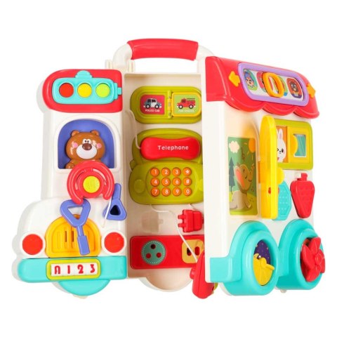 TABLICA MANIPULACYJNA KOSTKA INTERAKTYWNA EDUKACYJNA SAMOCHÓD ŚWIATŁO DŹWIĘK