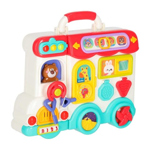 TABLICA MANIPULACYJNA KOSTKA INTERAKTYWNA EDUKACYJNA SAMOCHÓD ŚWIATŁO DŹWIĘK