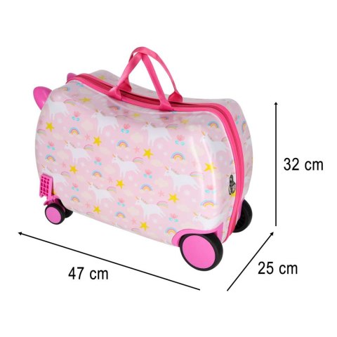 WALIZKA PODRÓŻNA DLA DZIECI NA KÓŁKACH BAGAŻ PODRĘCZNY JEDNOROŻEC SIEDZISKO